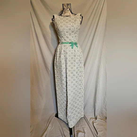 1960s ILGWU Sleeveless Aquamarine Gown - Picture 1 of 6